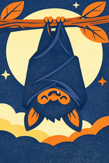 Bat, a risograph storytime card