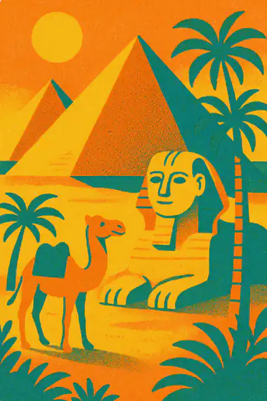The Pyramids, a risograph storytime card