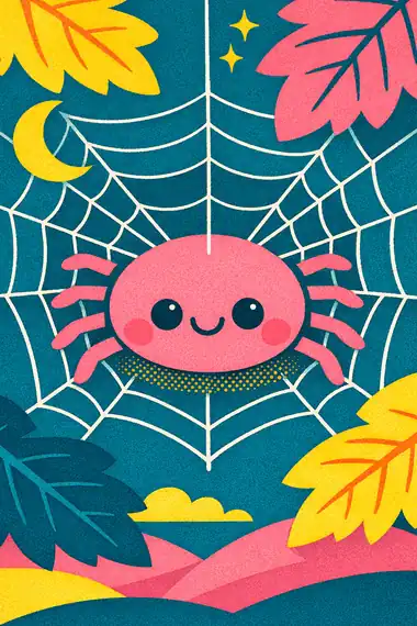 Spider, a risograph storytime card